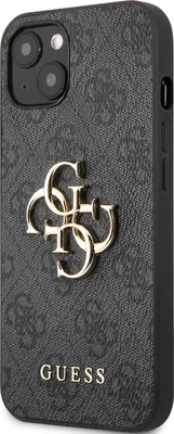 Zdjęcie produktu dla Guesspoliuretan 4G Metal Logo Case dla iPhone 13 szare etui ochronne
