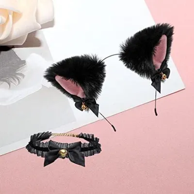 Produktbild von Schwarzer Haarreif mit Schleife und Glöckchen – süße Stoffaccessoires für Halloween, Fotoshootings, Geburtstagsfeiern, Mädchen und Erwachsene