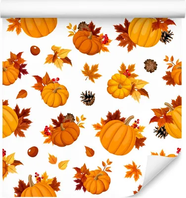 Obrázek produktu pro 10m VLIES WALLPAPER ROLL AUTUMN listy dýně šišky dekor 6388