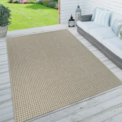 Image de Tapis d'intérieur et d'extérieur, terrasse et balcon, résistant aux intempéries, uni avec structure, dimensions 120 x 170 cm