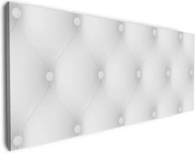 Produktbild von Wallario Premium Leinwandbild Weiße Ledertür in Größe 80 x 200 cm