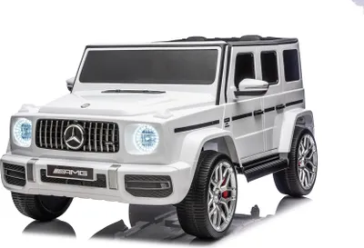 Produktbild von Elektrisches Kinderauto Mercedes-Benz G63 AMG 4x4, Zweisitzer, weiß, MP3-Player mit USB/AUX- und Bluetooth-Anschluss, Allradantrieb (4x4), Lithium-Batterie, EVA-Räder mit Federung, Kunstledersitze, Fernbedienung, lizenziert