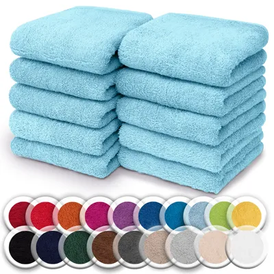 Produktbild von NatureMark 10er Set Frottee Waschlappen – 100% Baumwolle, weich & saugfähig – 30×30 cm, Hell Blau