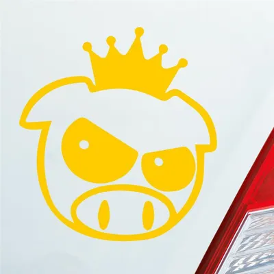 Produktbild von Auto Aufkleber Bad Pig Drift König Krone Schwein 10x11 cm Gelb Sticker Heckscheibenaufkleber