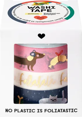 Produktbild von folia 26450 - Washi Tape, Klebeband aus Reispapier, 4 Rollen Masking Tape á je 2 m, 2 Rollen ca. 15 mm breit und 2 Rollen ca. 10 mm breit, ideal zum Verzieren und Dekorieren