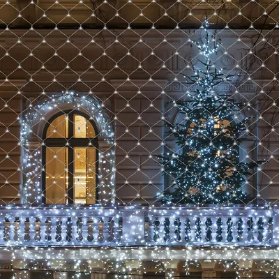 Zdjęcie produktu dla Jopassy 4.5x1.6M siatka świetlna LED zimne białe lampki choinkowe lampki kurtynowe wewnętrzne dekoracje zewnętrzne lampki choinkowe 8 trybów IP44