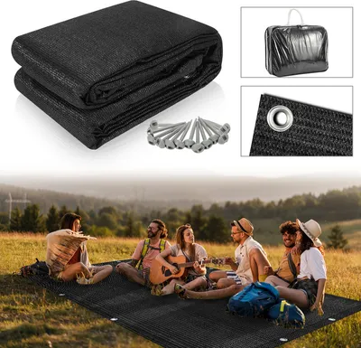 Obrázek produktu pro TolleTour Koberec pod markýzu 250x300cm Koberec pod stan z HDPE Venkovní kempingový koberec včetně tašky na přenášení Příslušenství Black