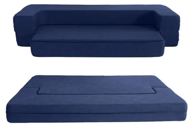 Productafbeelding van Opklapbare tweezitsbank met dubbele bodem, 2-in-1 inklapbare matras, traagschuim, donkerblauw