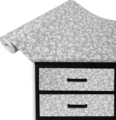 Produktbild von Klebefolie Möbel 45x100 cm - Cirrus Grau - Möbelfolie selbstklebend in Deko-Stil - Folie für Möbel zur schnellen Renovierung von Türen und Schränken - Möbelfolie dekorativ und pflegeleicht