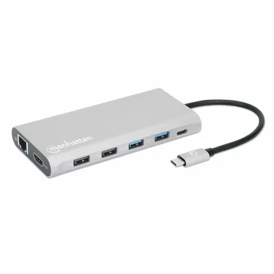 Obrázek produktu pro Manhattan 130660, Kabel, USB 3.2 Gen 1 (3.1 Gen 1) Type-C, 100 W, 10,100,1000 Mbit/s, Hliník, MicroSD (TransFlash), SD, SDHC, SDXC