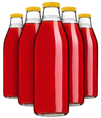 Image de KADAX Bouteilles à jus 1L, 20 pièces, Winnie l'Ourson, Bouteilles en verre avec bouchon à vis fi43mm, Bouteilles vides pour la mise en conserve, Bouteilles pour remplir jus & sirop