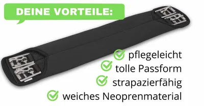 Produktbild von AMKA Sattelgurt Neopren Kurzgurt Dressurgurt schwarz, Größe:35