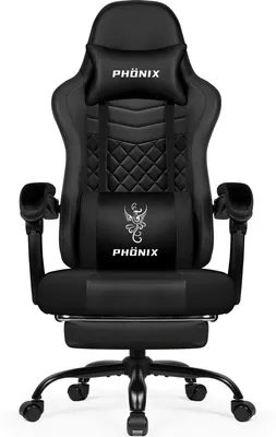 Productafbeelding van Gamingstoel – Gamestoel – Bureaustoel – Ergonomisch – Verstelbare Voetsteun – Memory Foam – Zwart