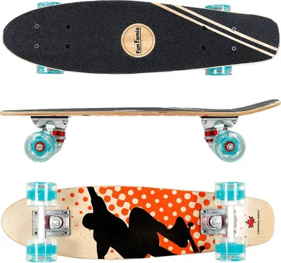 Produktbild von Design orange Skater mit LED-Rollen FunTomia® Holz Mini-Board - 2065