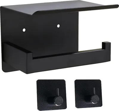 Immagine prodotto di Porta rotolo di carta igienica con ripiano e 2 ganci per asciugamani set da bagno