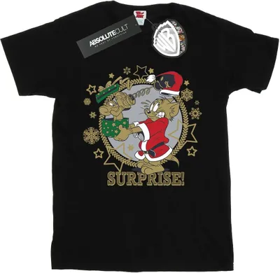 Produktbild von Tom And Jerry - "Christmas Surprise" T-Shirt für Damen BI46261 (XXL) (Schwarz)