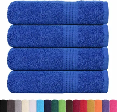 Image de vidaXL Serviettes de douche FROGN, lot de 4, bleu, 70 x 140 cm, 360 g/m²