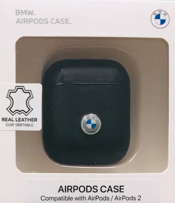 Produktbild von Bmw Bma2Sslbk Airpods Abdeckung Czarny/Schwarz Geniune Leder Silber Logo