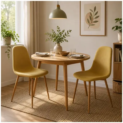 Produktbild von 2er Set Stühle SavannahW Webstoff Retro-Design, B43,5xH88,5 cm, Sitzhöhe 47 cm