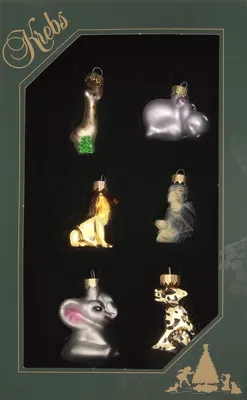 Produktbild von Krebs Glas Lauscha Mini Set - Zoo - Christbaumschmuck aus Glas - ca. 3,5cm - 24321