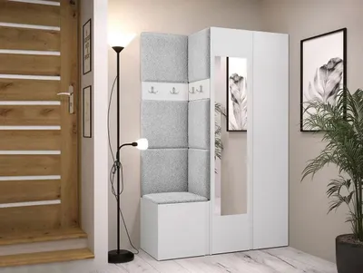 Obrázek produktu pro Předsíňová stěna se zrcadlem LURDES 11 - bílá / šedá
