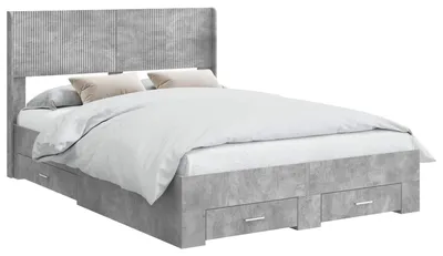 Produktbild von vidaXL Bettgestell mit Stauraum und Kopfteil Betongrau 140 x 200 cm