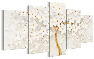 Image de LUMASOUL, ensemble de 5 tableaux décoratifs muraux pour salon, impression sur toile représentant un arbre, dimensions 100x50 cm. Décoration murale composée de plusieurs éléments, idéale pour chambre, couloir ou bureau