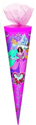 Produktbild von Schultüte / Zuckertüte / Länge: 35cm / rund / Tüllverschluss / "Prinzessinen"