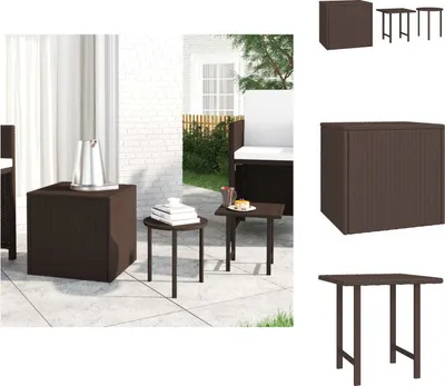 Image de vidaXL Tables d'appoint 3 pcs. Marron Poly Rotin - Tables d'appoint
