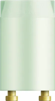 A product shot of a light green cylindrical object with two gold prongs at the bottom, set against a plain light green background.