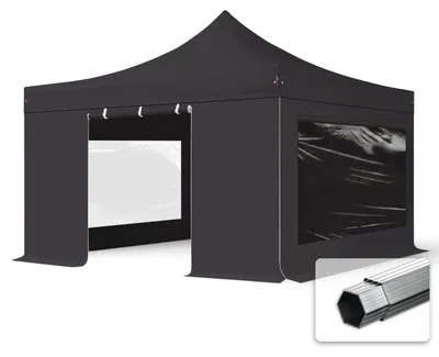 Produktbild von TOOLPORT 4x4m Aluminium Faltpavillon, inkl. 4 Seitenteile, schwarz