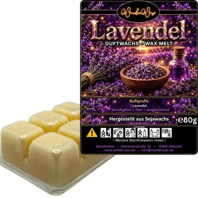 Produktbild von WonderWax Duftwachs Wax Melts für Duftlampe, 6 Würfel Duftmelt Wachsmelt Sojawachs Duftwachs Würfel für Raumdüfte, Wachs Duftöl Winter Indoor Schmelzen für Aromalampe Lavendel