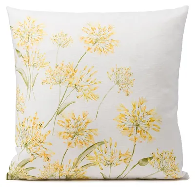 Produktbild von Kissenhülle - 50 x 50 cm - Weiß - Gelb - Grün - Reißverschluss - mit Schmucklilienmotive