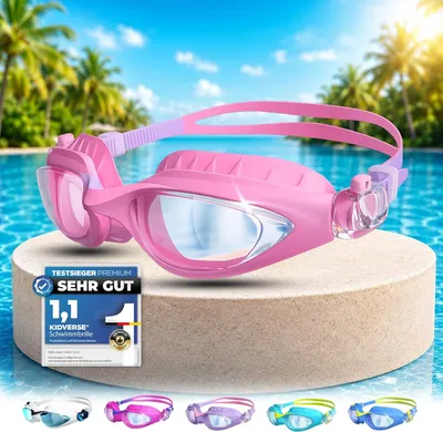 Imagen del producto de Gafas de natación para niños, con protección UV, antiniebla, aptas para mayores de 3 años, impermeables para nadar