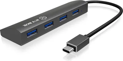 Produktbild von RAIDSONIC ICY BOX 4-Port USB 3.0 HUB, Aluminium-Gehäuse mit USB-C Stecker