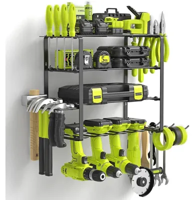 Imagen del producto de Soporte de pared para herramientas, taladro percutor, destornillador, para garaje, con 4 niveles