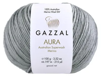 Produktbild von Gazzal Aura Wolle 100g 197m Grau Superwash