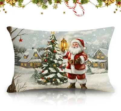 Weihnachts-Kissenbezug 30x50 cm, Leinenoptik, Dekokissen, 1 Stück