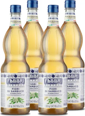 Produktbild von MIXYBAR-HOLUNDERBLÜTE-FABBRI Sirup 4x1L PET-Flasche - sciroppo di fiori di sambuco Italien - ohne Aroma- Farb- & Konservierungsmittel