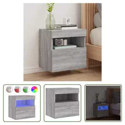 Produktbild von The Living Store TV-Wandschrank mit LED-Leuchten Grau Sonoma 40x30x40 cm