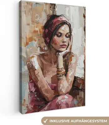 Produktbild von MuchoWow® - Leinwandbilder - Frau - Lackierung - Porträt - Modern, Wandbild, Wanddeko Bilder Wohnzimmer, 20x30 cm