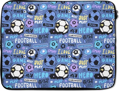 Produktbild von MuchoWow® Laptop Hülle 17 Zoll Laptoptasche Muster - Fußball - Blau - Jungen - Kinder - Kleiner Junge - Zipper - Schutzabdeckung