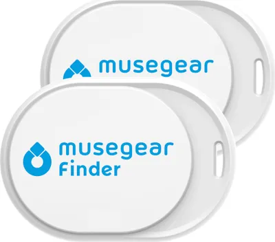 Produktbild von musegear® Schlüsselfinder Mini mit Bluetooth App I Keyfinder laut für Handy in weiß - 2er Pack I GPS Ortung/Kopplung I Schlüssel Finden