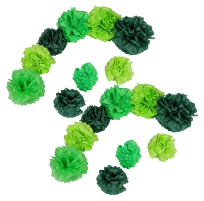 Produktbild von 21stücke Grüne Pompons aus Seidenpapier Hängende Dekoration für Abschlussfeiern Tischdekorationen für Partys Foto-Requisiten für Frühlingsfeste und Schulveranstaltungen
