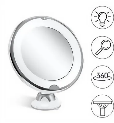 Produktbild von AIORBER Tragbar LED Kosmetikspiegel, Schminkspiegel mit 10-fach Vergrößerung, Schminkspiegel Beleuchtet, Saugnapf, 360° schwenkbares Design