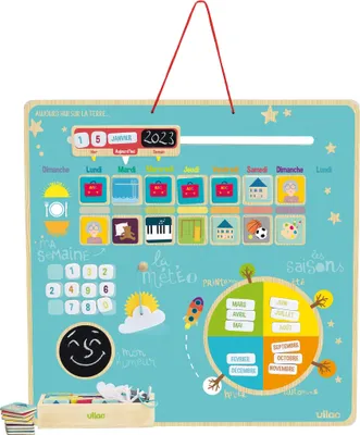 Imagen del producto de Calendario de madera magnético Vilac, juguete educativo, planificador semanal