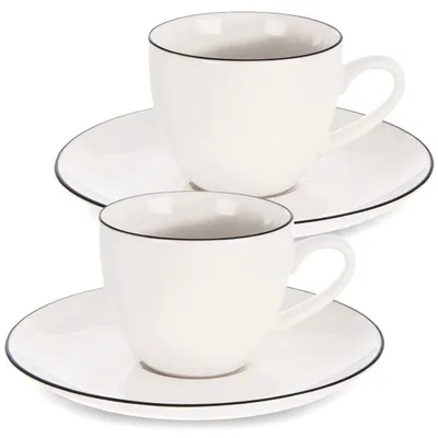 Zdjęcie produktu dla Zestaw porcelanowych filiżanek do espresso i spodków, 100 ml, 2 szt.