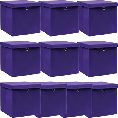 Produktbild von Aufbewahrungsboxen mit Deckeln 10 Stk. Lila 32x32x32 cm Stoff