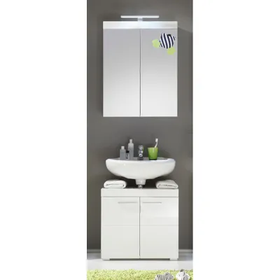 Produktbild von Badezimmer Set inkl. LED Beleuchtung ALTENA-19 in Weiß Hochglanz, B/H/T: ca. 112/190/34 cm