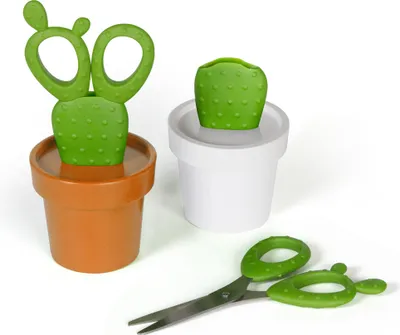 Produktbild von QUALY Papierschere Universalschere Edelstahl Büroschere Grün Orange Cactus